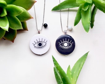 Ouvrez vos yeux Collier pendentif en bois