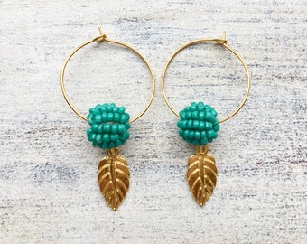 Autumn fruit fruit creole earrings earrings turquoise brass