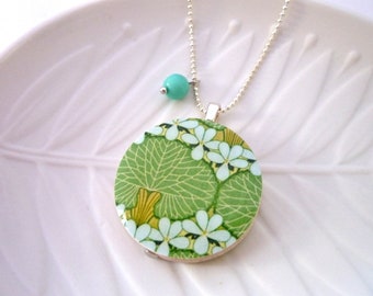 Japan Blossom Wood Pendant on Chain