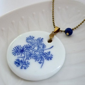 Frisian blue porcelain amulet glass bead necklace image 3