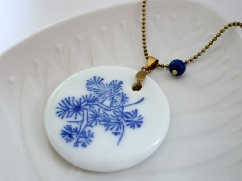 Frisian blue porcelain amulet glass bead necklace image 3