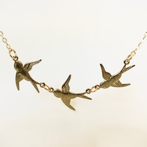 Ahoy Fine vintage nostalgia swallows brass chain link chain image 3