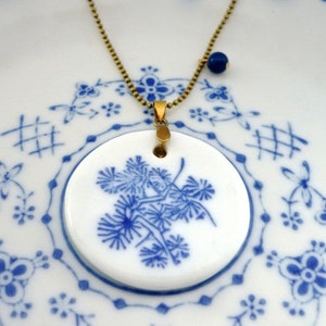 Frisian blue porcelain amulet glass bead necklace image 1