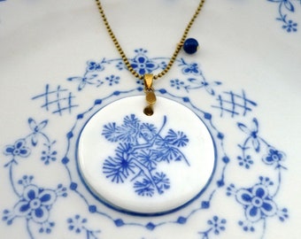 Frisian blue porcelain amulet glass bead necklace