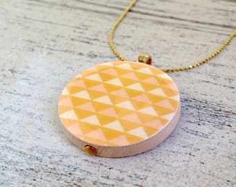 Geometric Triangle Triangle Wooden Pendant Necklace