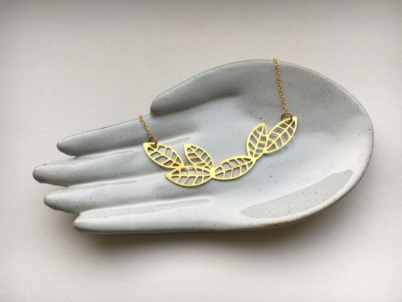 scandinavian leaf pendant floral chain necklace image 1