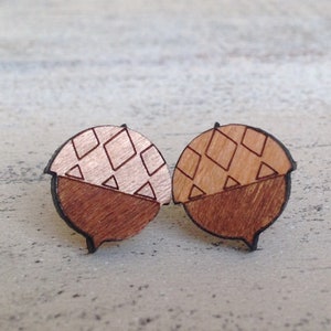 Acorn Acorn Wood Stud Earrings image 1