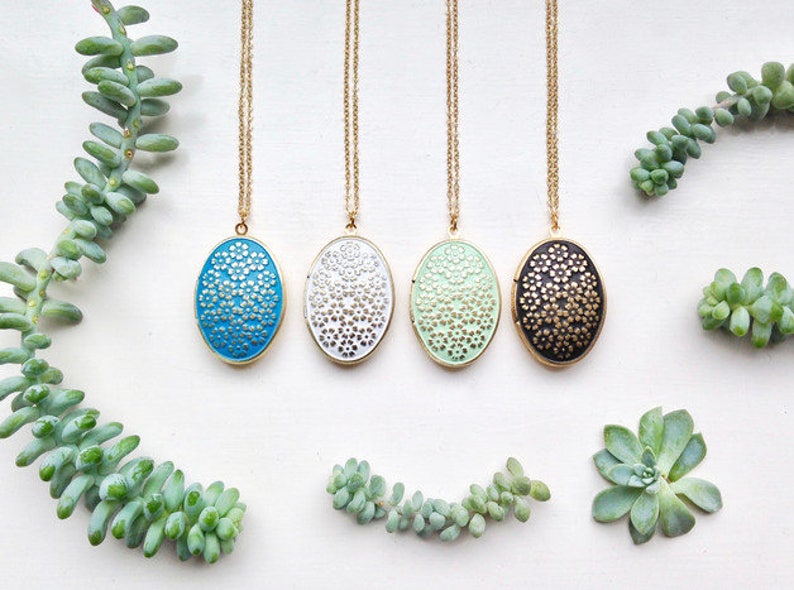 select your color free choice handmade patina necklace floral Locket flowers floral
