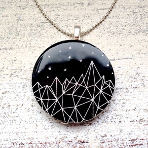 Geometric starfirm wood pendant necklace planets stars mountain image 4