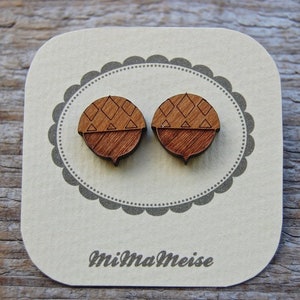 Acorn Acorn Wood Stud Earrings image 2