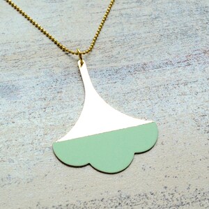 Gingko brass leaf on chain pastel mint image 1