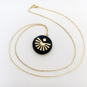 Handmade black sunburst moon necklace locket image 6