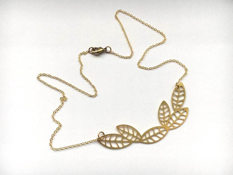 scandinavian leaf pendant floral chain necklace image 5