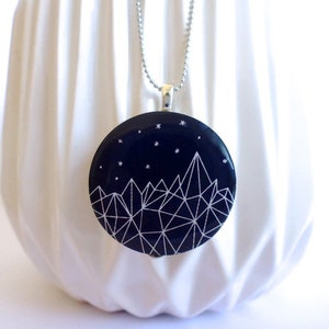 Geometric starfirm wood pendant necklace planets stars mountain image 3