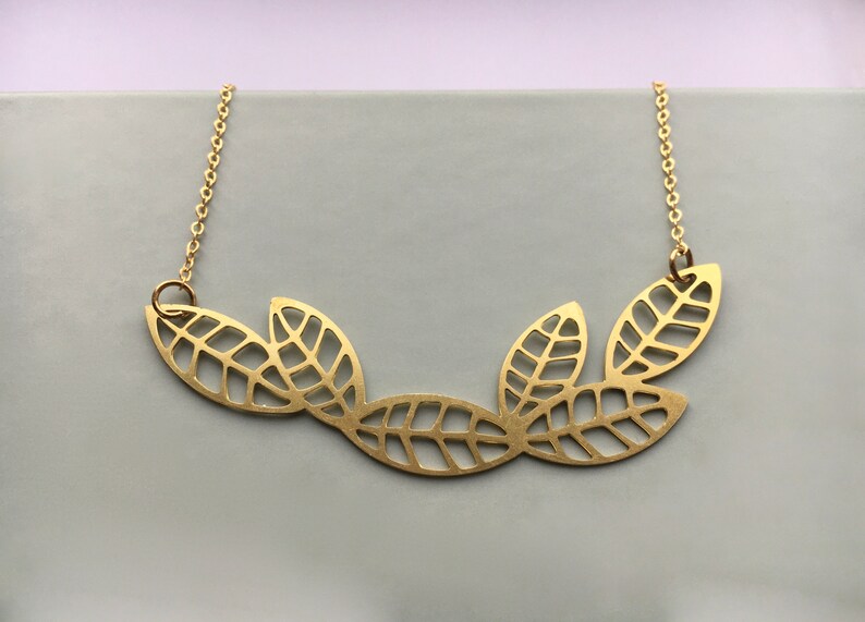 scandinavian leaf pendant floral chain necklace image 6