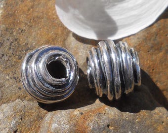 Sterling Silber Großlochperle, 12 mm x 13 mm