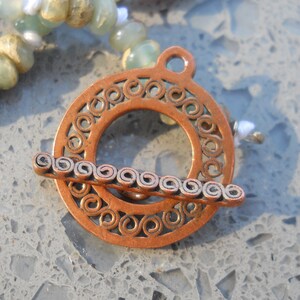 Solid Copper Toggle Clasp: Openwork Ring & Bar (33mm x 28mm)