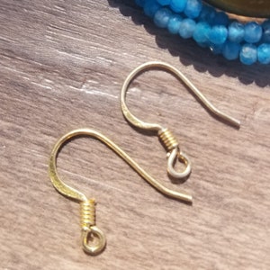Vermeil Ear Wires, R09V, Vermeil Ear Wires with Wire Coil and Loops