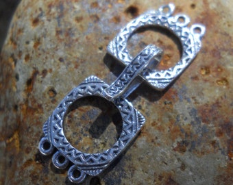 Triple Strand Multi-strand Hook and Eye Clasp, Sterling Silver, MS291, Size:  35 mm x 13 mm or 1.38 inches x .51 inches