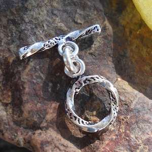Small Twisted Toggle Ring and Bar with wonderful Granulation, TL347, Size: 12 mm x 9 or .47 inches x .35 inches.