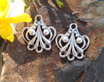 Sterling Silver Chandelier Earring Components, 3  Loops,  CN130, Size: 18 mm 16 mm or .71 inches x .63 inches, Sold in Pairs