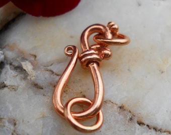 S Clasp Solid Copper CL36CU, Size: 20 mm x 8 mm (0.79 in x 0.31 in) Total Length with Jump Ring, 27 mm (1.06 in)