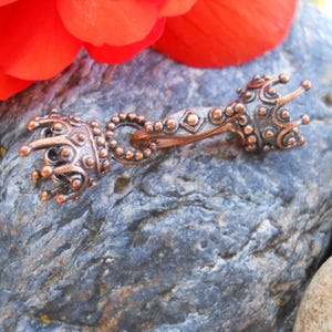 3 Strand Multi-Strand Solid Copper Clasp, MS261CU, Solid Copper Hook and Eye Closure, Size: 40 mm x 13 mm or 1.57 inches x .51 inches