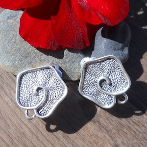 Sterling Silver Clip-On Earring Findings with Loops 925 Sterling Silver CP14, Size: 19 mm x 12 mm (0.75 in x 0.47 in)