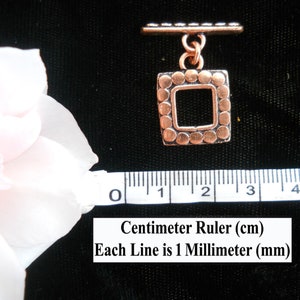 Solid Copper Square Toggle, TL39CU, Solid Copper Toggle Ring and Toggle Bar, Size: 22 mm x 17 mm or .86 inches x .66 inches. image 2