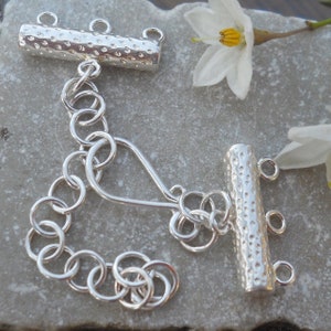 Triple Strand Multi-strand Adjustable Clasp, Sterling Silver Clasp, MS276, 90 mm x 13 mm