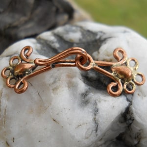 5 Strand Rustic Multi-Strand Solid Copper Clasp, MS104CU, Solid Copper Hook and Eye Closure, Size: 38 mm x 12 mm or 1.49 inches x .47 inches