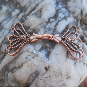3 Strand Multi-Strand Solid Copper Clasp, MS186CU, Solid Copper Hook and Eye Closure, 45 mm x 20 mm
