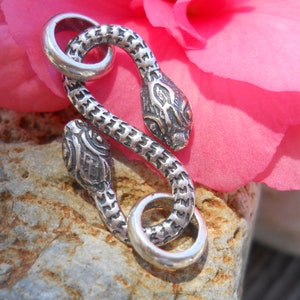 May include: A silver snake charm with a textured surface and a double loop design. The charm is made of sterling silver and has a polished finish.