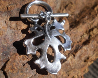 Sterling Silver Leaf Toggle Clasp: Jewelry Design (32 mm x 22 mm)