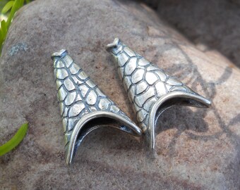 Silver Plated Cone Charms with Design (25 mm x 13 mm)