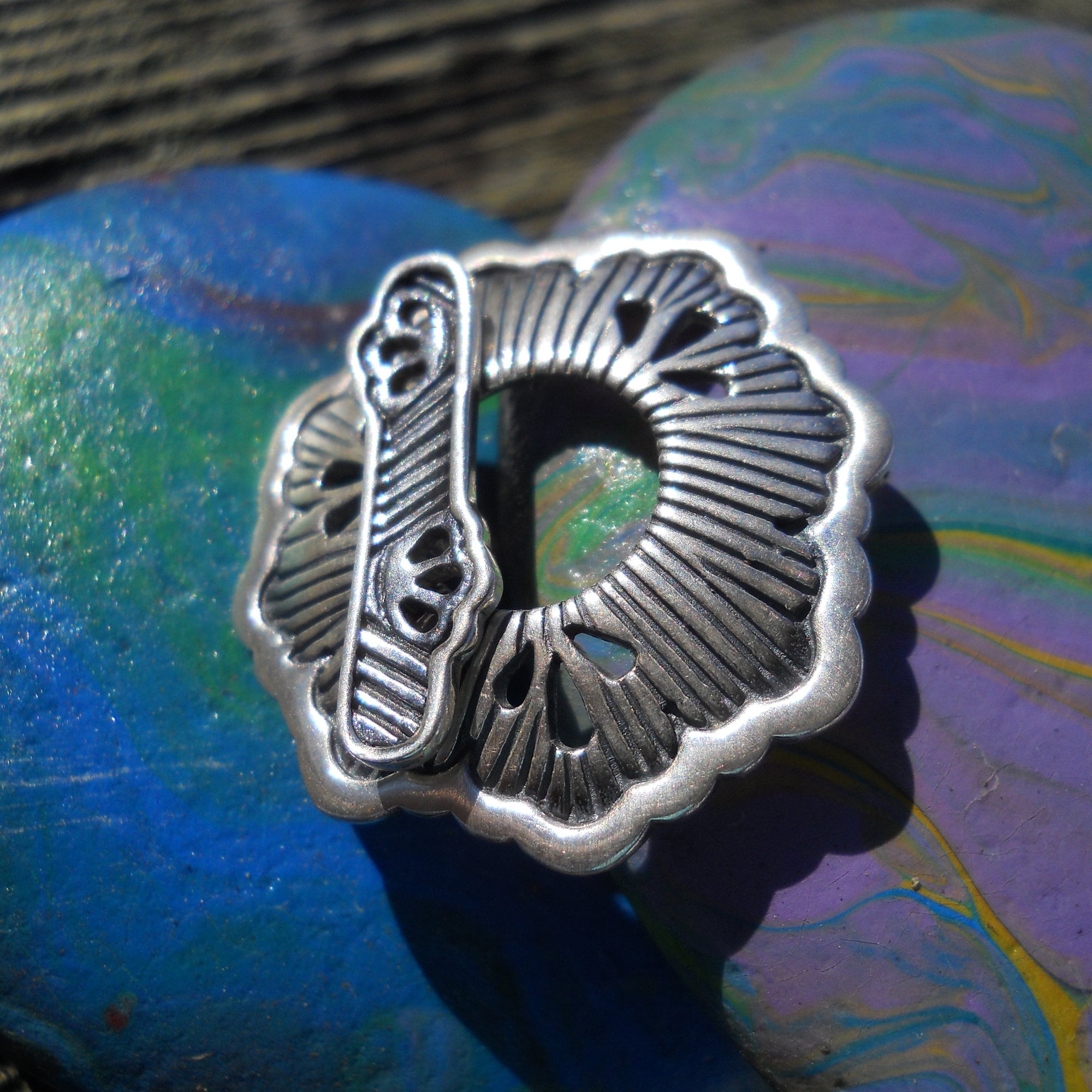Large Sterling Silver Toggle Clasp: Sculpted Jewelry Closure (26mm