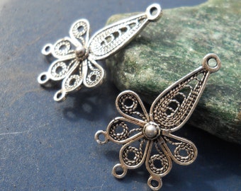 Componentes do brinco lustre de filigrana de prata esterlina: 5 argolas (29 mm x 18 mm)