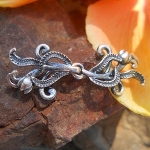 Silver Plated Hook and Eye Clasp: White Bronze Medusa Closure