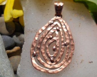 Large Solid Copper Pendant with Water Drop Design (60 mm x 33 mm)
