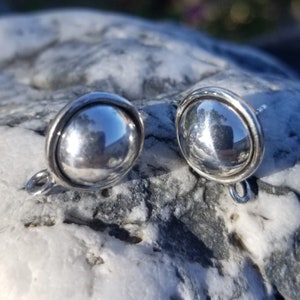 Sterling Silver Posts, S17, Sterling Silver Round Disc Posts with Loops, Size: 14 mm x 10 mm or .55 inches x .39 inches