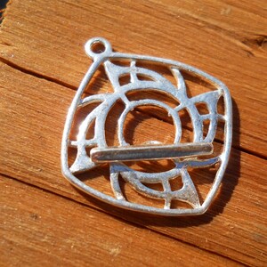 Medium Open Work Square Toggle with Toggle Bar, Sterling Silver, TL325, Size: 29 mm x 25 mm or 1.14 inches x .98 inches