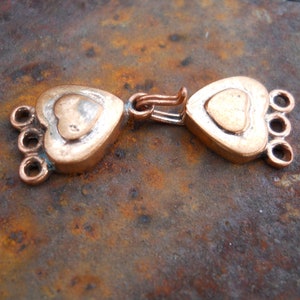 3 Strand Multi-Strand Solid Copper Clasp, MS7CU, Solid Copper Hook and Eye Closure, 39 mm x 12 mm or 1.54 inches x .47 inches