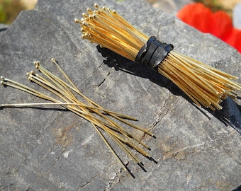 Vermeil Headpins, 2 inches long, 25 to 26 gauge wire with 1.2 mm ball