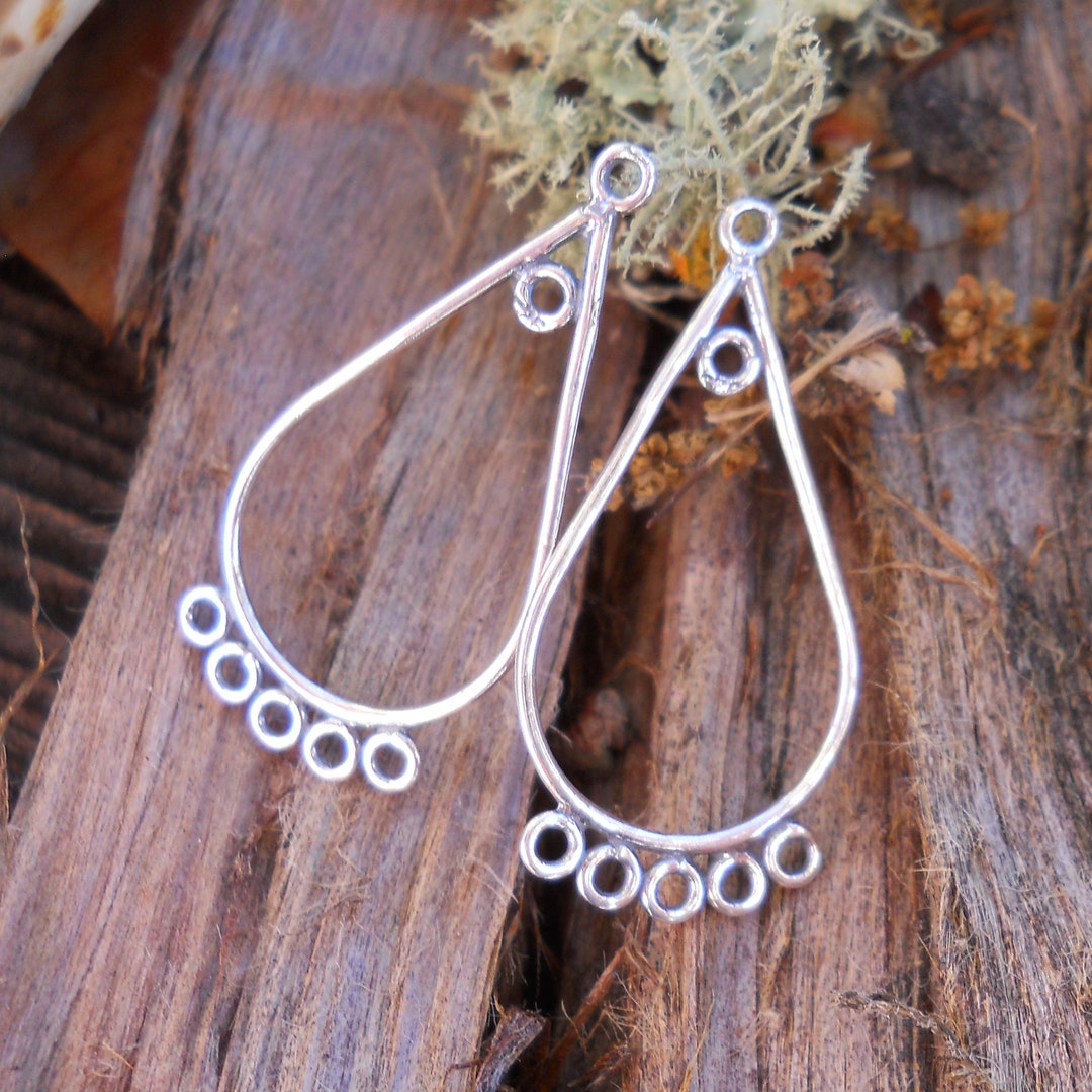 Sterling Silver Tear Drop Chandelier Earring Components, 5