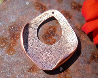 Solid Copper Textured Earring Pendant Drop (29 mm x 25 mm)