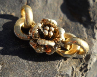 Vermeil Flower S-Clasp, CL276V,  Size: 21 mm x 9 mm or .83 inches x .35 inches