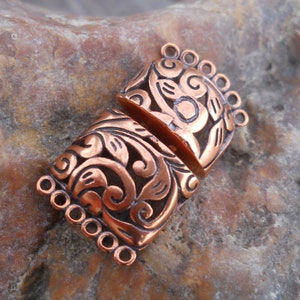 6 Strand Multi-Strand Solid Copper Clasp, MS270CU, Solid Copper Hook and Eye Closure, Size: 28 mm x 16 mm or 1.10 inches x .63 inches