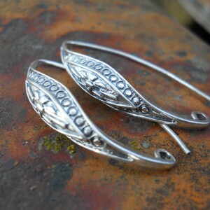 Ear Wires, EW23, Sterling Silver Ear wires with Design and Closed Loops