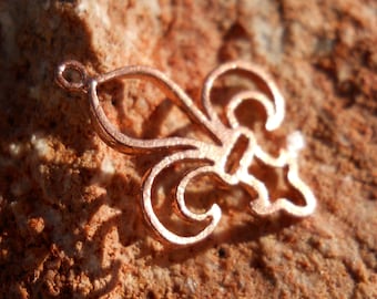 Solid Copper Fleur De Lis Drop: Jewelry Making Supply (20 mm x 15 mm )