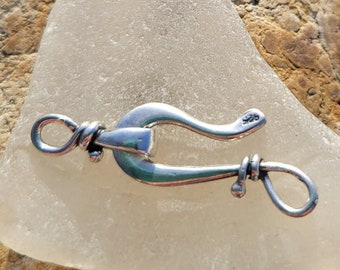 Sterling Silver Hook and Eye Clasp: Smooth Jewelry Closure (35 mm)